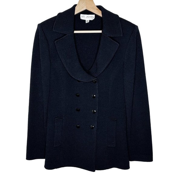 St. John Collection Santana Knit Women's 8 Black Jacket Vintage Four Button - Picture 16 of 16